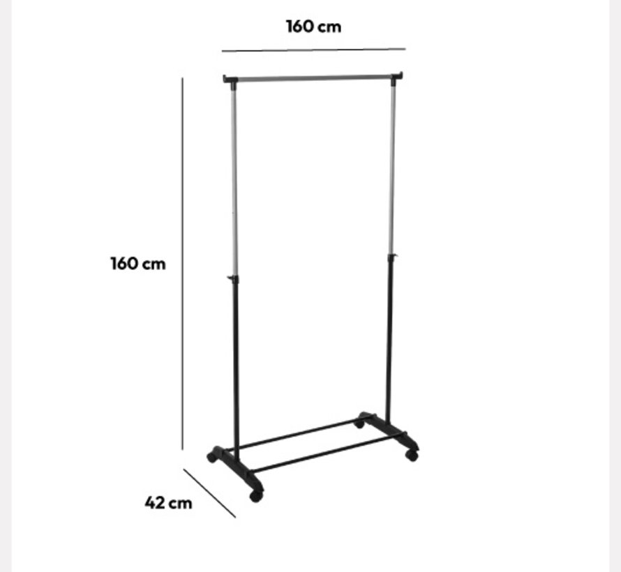 Portant à Vêtements Ajustable sur Roulettes - Noir - Five