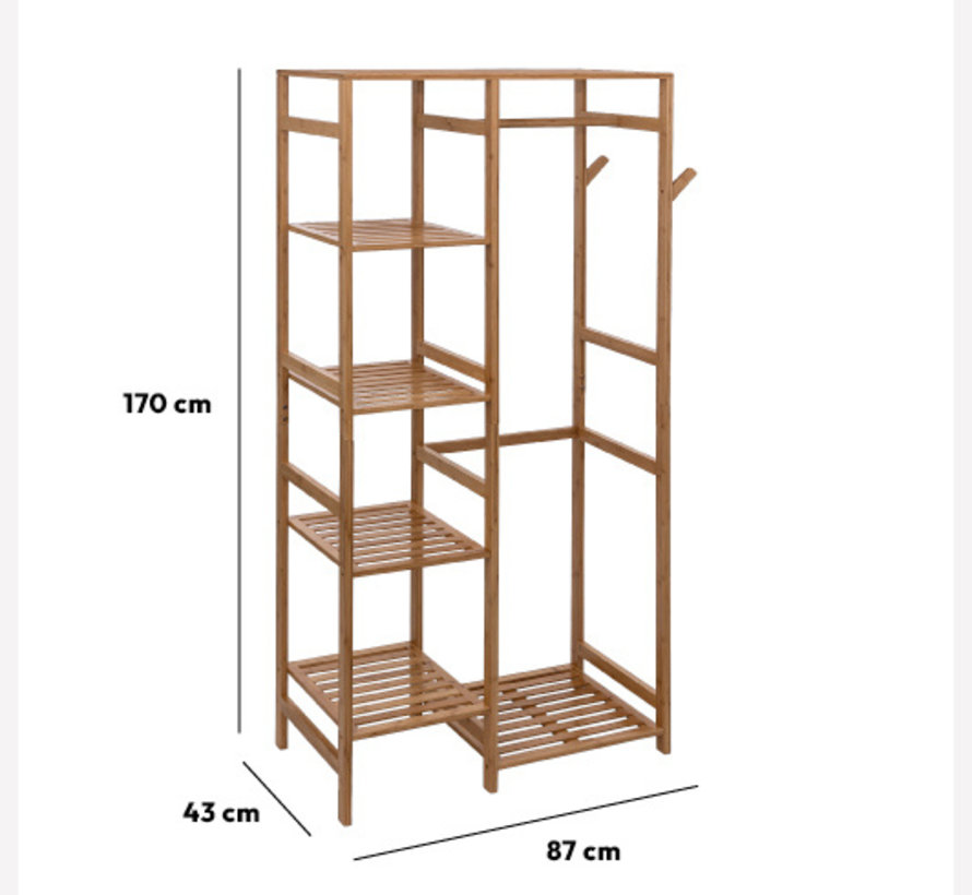 Armoire en bambou élégante avec 4 étagères spacieuses - Look naturel - Five