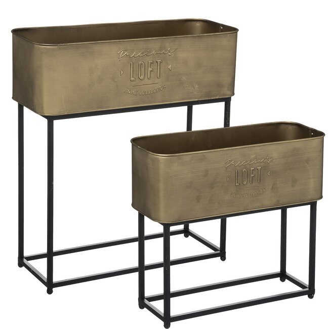 Set of 2 gold colored planters - Height 51 cm - Stylish and practical - Atmosphera