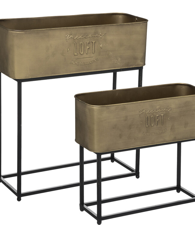 Set van 2 goudkleurige plantenbakken - Hoogte 51 cm - Stijlvol en praktisch - Atmosphera