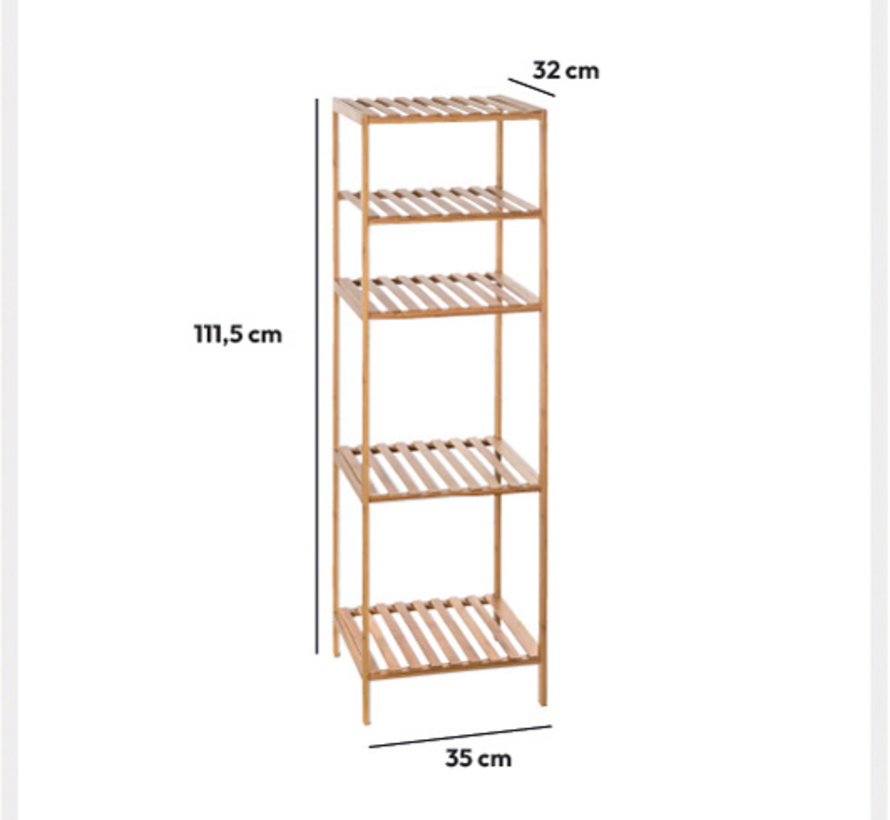 Bamboo Storage Rack with 5 Layers for Extra Storage Space - Five