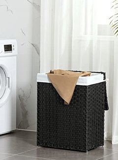 Laundry Hamper Rotan Wasmand met 2 delen - 96L - Inklapbaar met Deksel