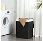 Rattan Laundry Basket with 2 parts - 96L - Collapsible with Lid