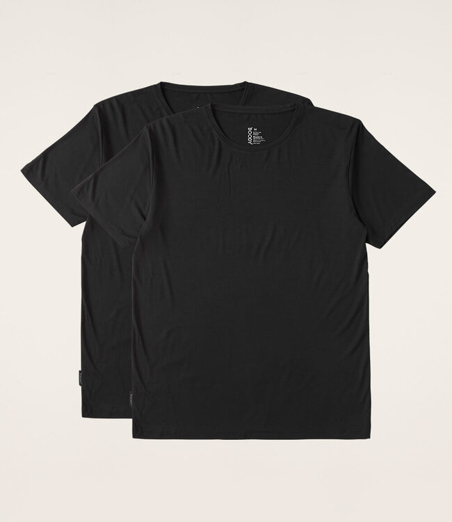 Heren T-Shirt - Ronde Hals - 2 Stuks - Zwart - Boody
