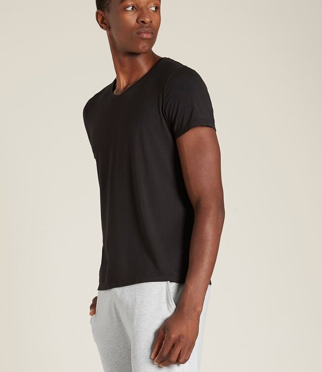 Men's T-Shirt - V-Neck - 2 Pieces - Black - Boody