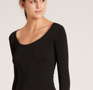 Boody Top Femme - T-Shirt - Manches 3/4 - 2 Pièces - Noir