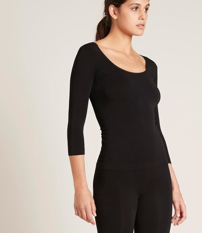 Dames Top - T-Shirt - 3/4 Mouw - 2 Stuks - Zwart  - Boody