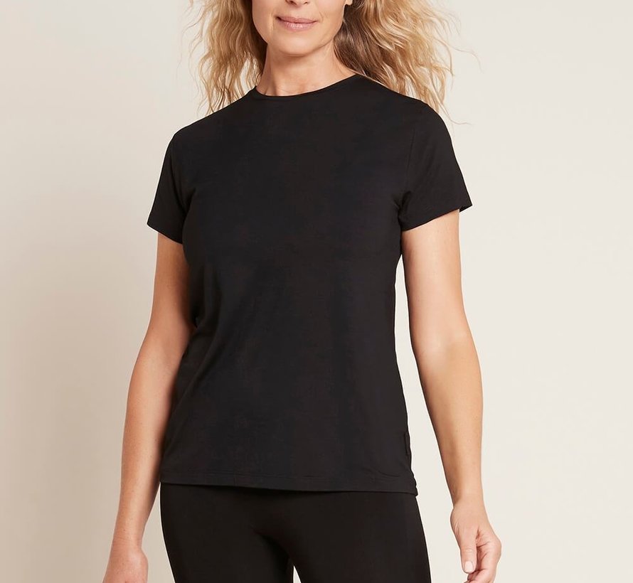 Ladies T-Shirt - Round Neck - 2 Pieces - Black - Boody