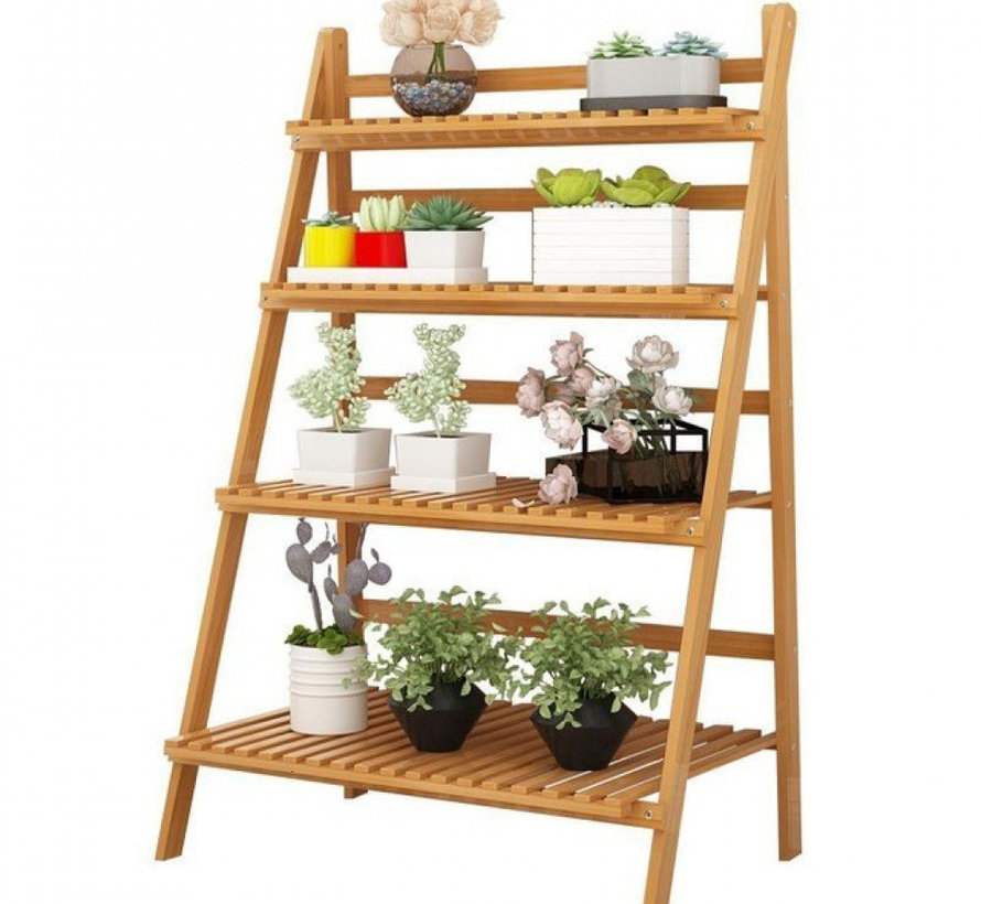 Plant rack with 4 tiers easily foldable - Brown - Flower rack - Bamboo