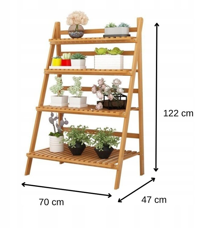 Plant rack with 4 tiers easily foldable - Brown - Flower rack - Bamboo