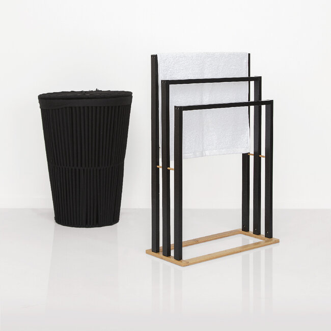 Freestanding towel rack Black - 3 Levels - 82 x 55 x 24 cm