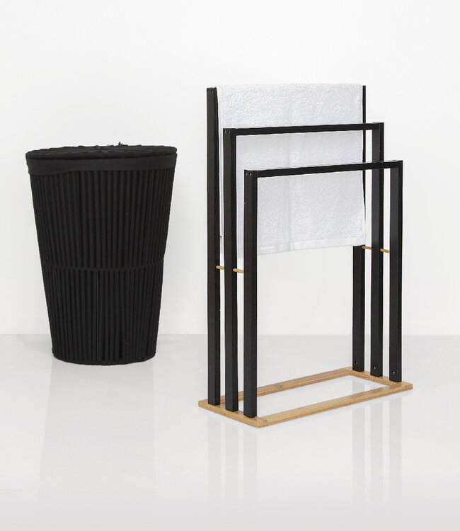 Freestanding towel rack Black - 3 Levels - 82 x 55 x 24 cm