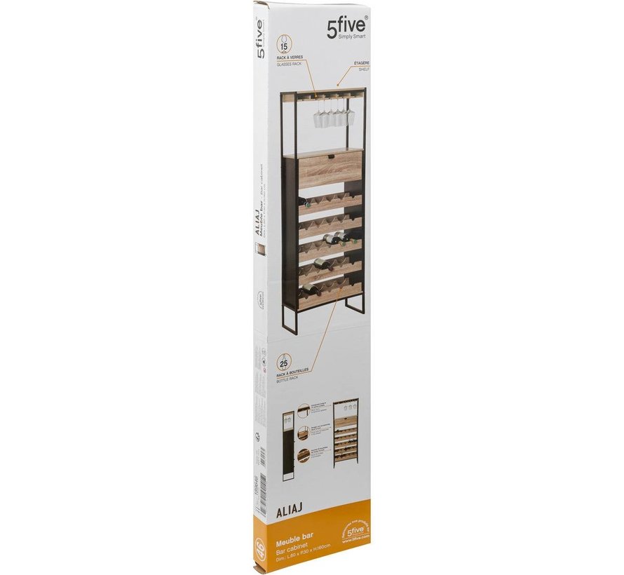 Bar cabinet - Bottle rack - 25 Bottles - Natural