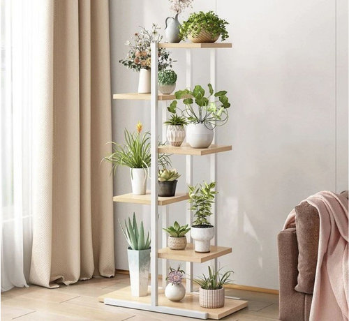 Ecarla Plant Stand - Plant Stairs - 6 Levels - White