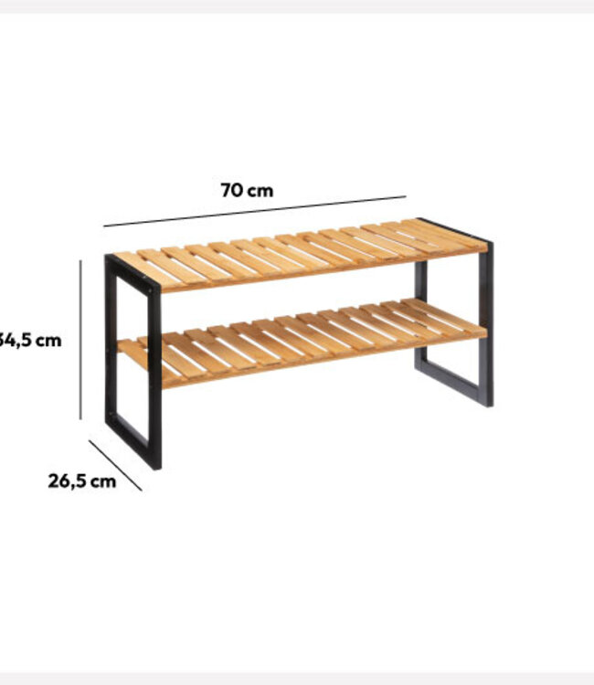 Bamboo shoe rack with 2 levels - Suitable for 6 pairs of shoes
