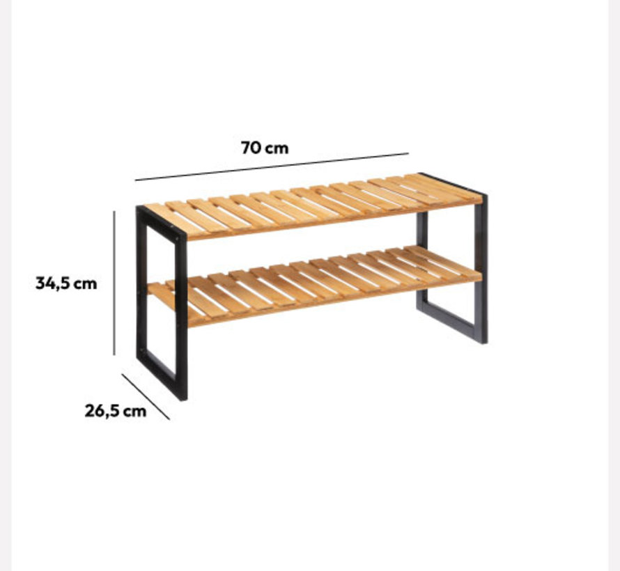 Porte-chaussures en bambou empilable - 26 x 70 x 34,5 cm (lxlxh)