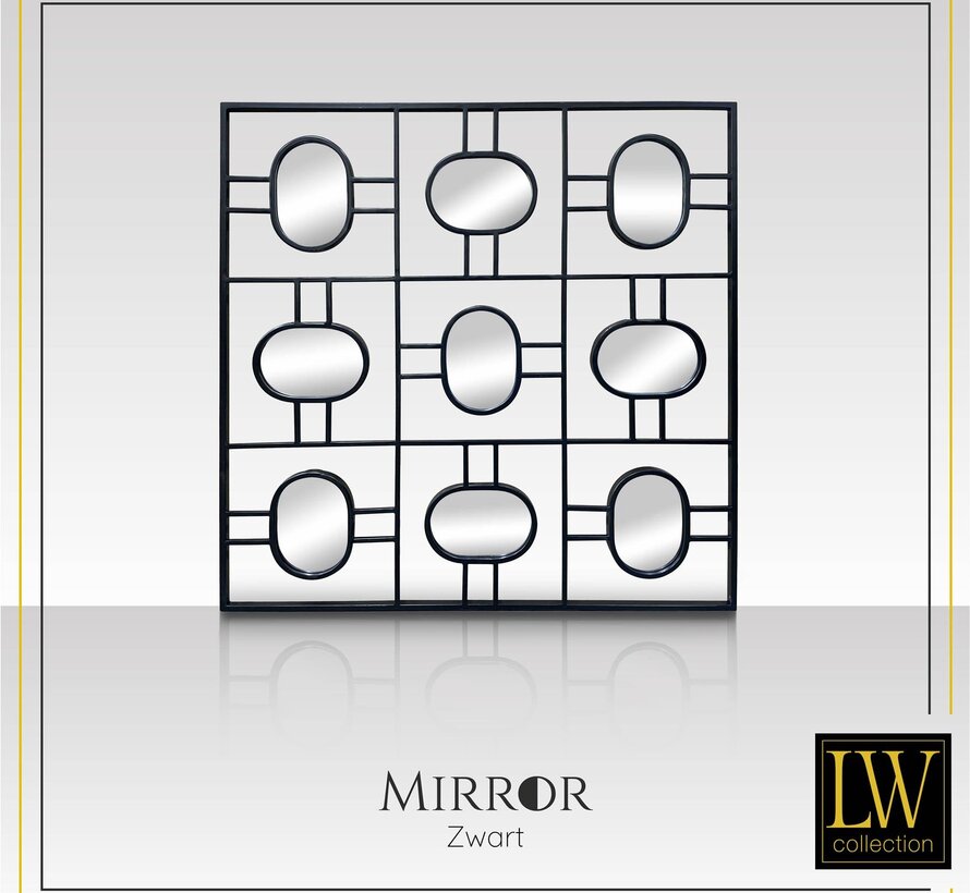 Miroir Mural Noir - Carré - 80 x 80cm