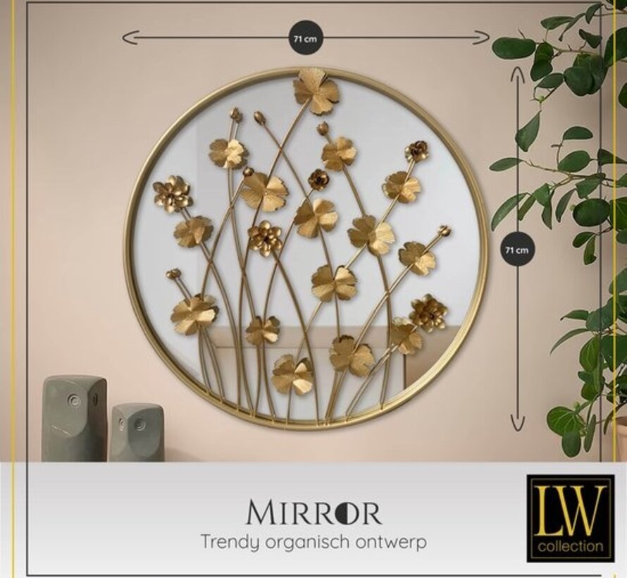 Round Wall Mirror - 71 x 71 cm - Gold colour