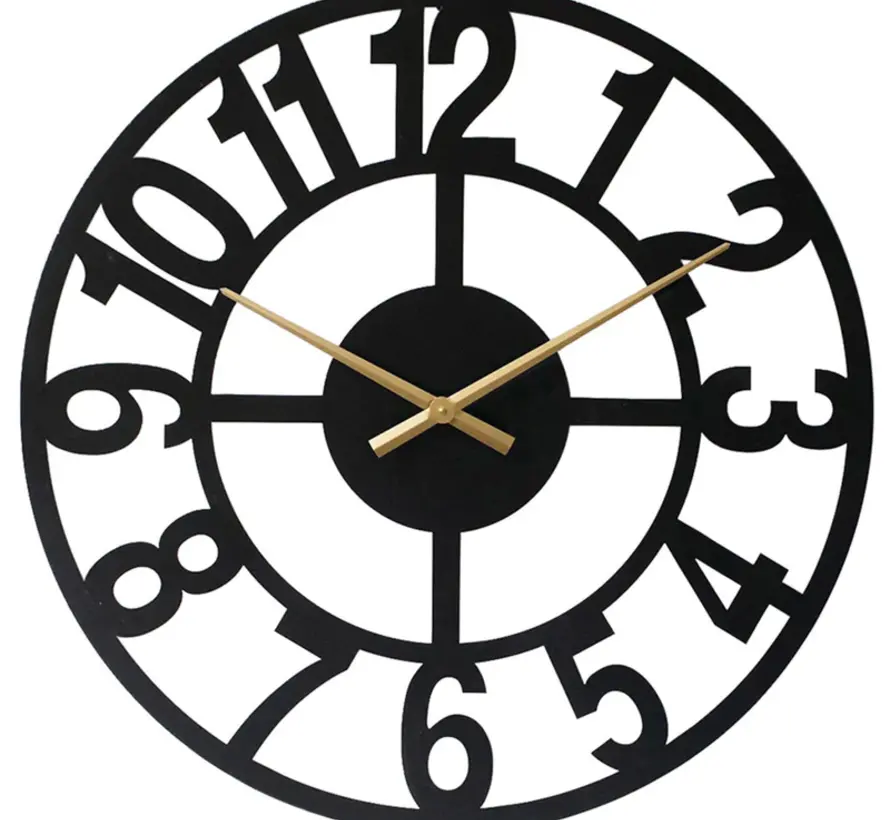 Black Wall Clock Jannah - Gold Hands - Silent Movement