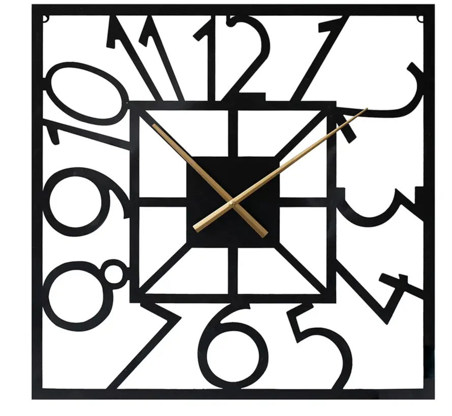 Horloge Murale Senna avec Aiguilles Dorées - Noir