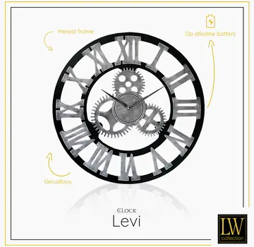 LW Collection Griekse Wandklok Levi - Romeinse Cijfers - Stil Uurwerk