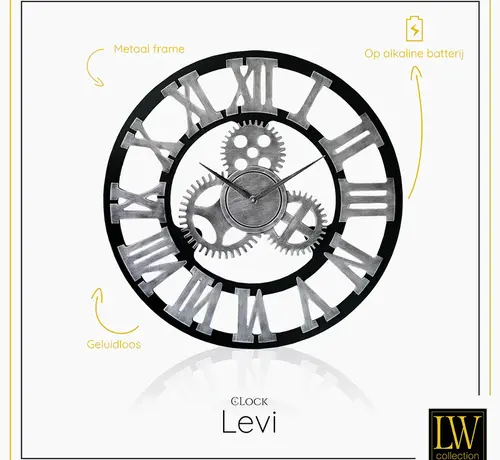 LW Collection Greek Wall Clock Levi - Roman Numerals - Silent Movement