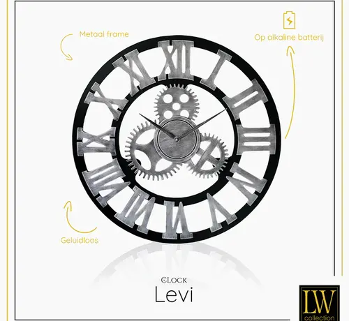 LW Collection Horloge Murale Grecque Levi - Chiffres Romains - Mouvement Silencieux