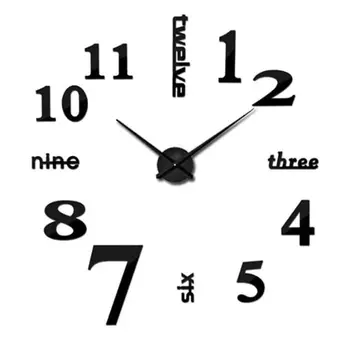 LW Collection Black 3D Wall Clock - Silent Movement