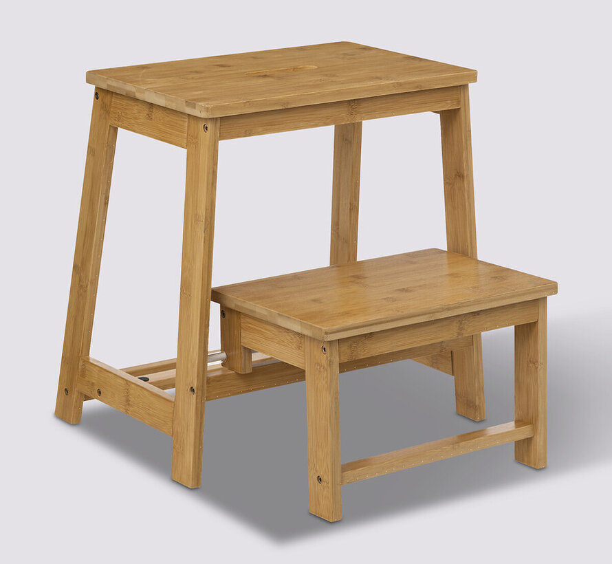 Bamboo Step Stool - Versatile Use - Natural