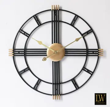 LW Collection Horloge murale William - 60cm - Noir