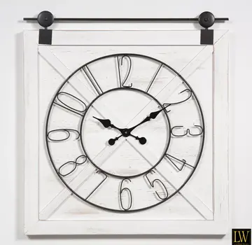 LW Collection Horloge Murale Industrielle Logan - 80cm - Noir