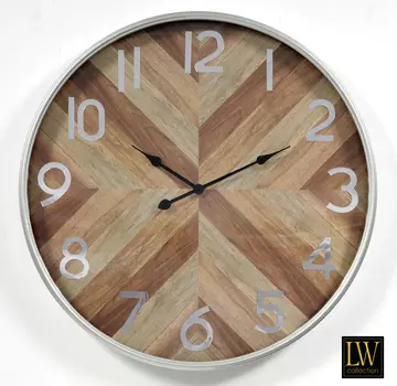LW Collection Horloge murale Saylor - 80cm - Argent