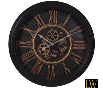 LW Collection Horloge murale Leonore - 52cm - Noir