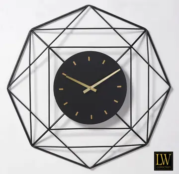 LW Collection Horloge murale Benjamin - 60cm - Noir