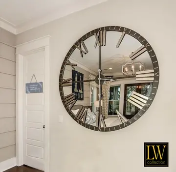 LW Collection Wall clock Elias - Mirror - 80cm - Black/Grey