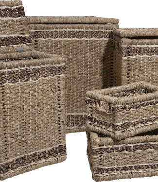  5Five Wicker Storage Baskets - 5 Pieces - Brown