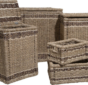  5Five Wicker Storage Baskets - 5 Pieces - Brown