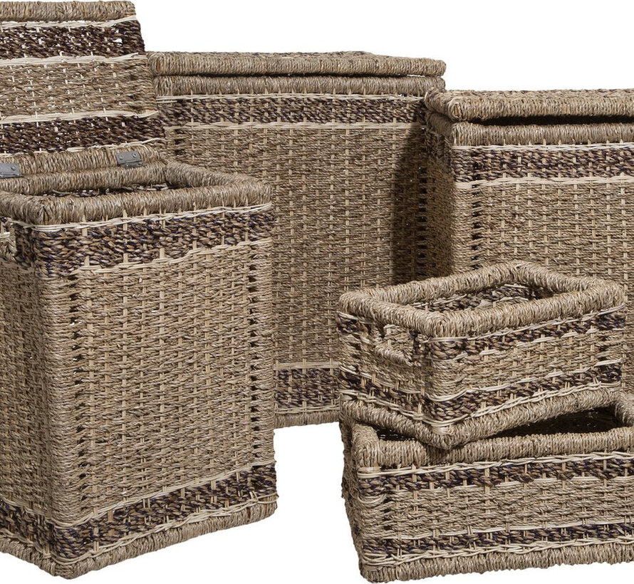 Wicker Storage Baskets - 5 Pieces - Brown