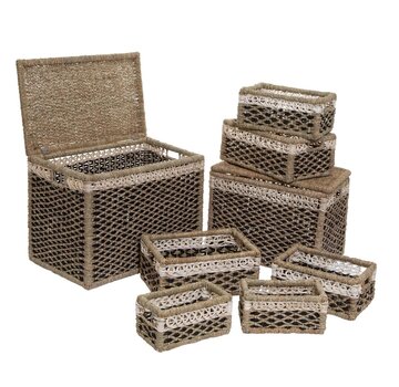 Atmosphera créateur d'intérieur Wicker Storage Baskets - 8 Pieces - Brown