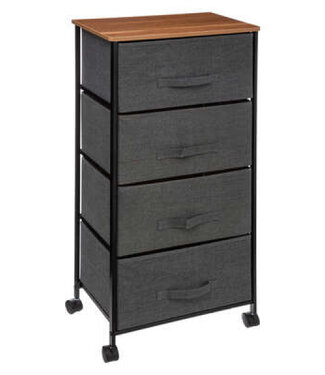  5Five Storage Cabinet with Wheels - 4 Drawers - Dark Grey