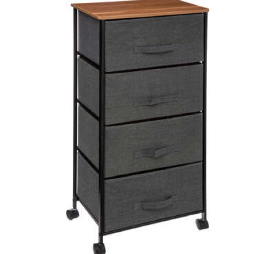 Storage Cabinet with Wheels - 4 Drawers - Dark Grey