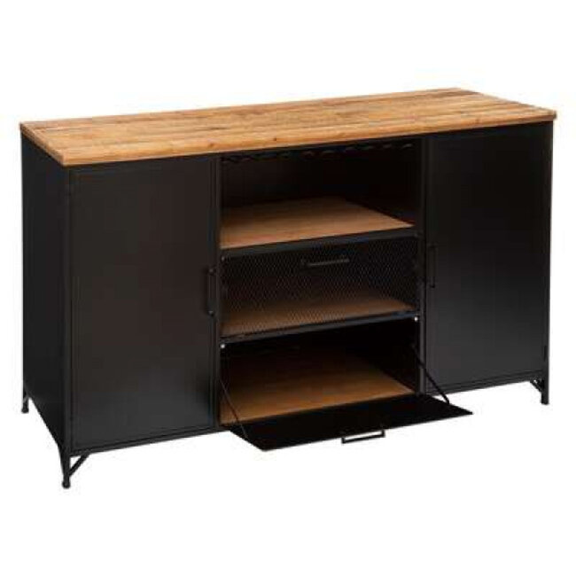 Cierna Sideboard with 2 Drawers and 2 Doors - 140 x 45 x 85cm - Black