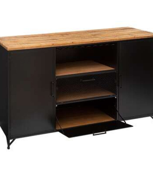 Cierna Dressoir met 2 Laden en 2 Deuren - 140 x 45 x 85cm - Zwart