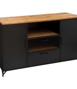 Atmosphera Cierna Sideboard with 2 Drawers and 2 Doors - 140 x 45 x 85cm - Black