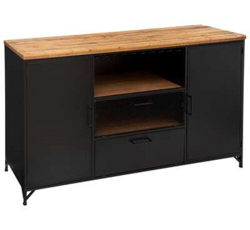 Atmosphera créateur d'intérieur Cierna Sideboard with 2 Drawers and 2 Doors - 140 x 45 x 85cm - Black