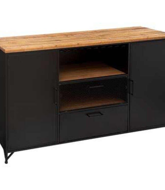 Cierna Sideboard with 2 Drawers and 2 Doors - 140 x 45 x 85cm - Black