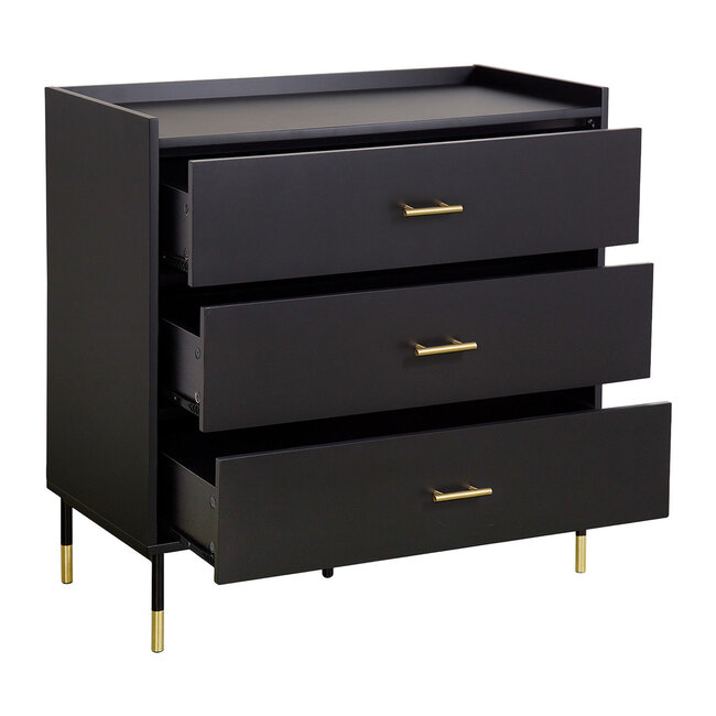 Chest of drawers with 3 drawers - Black