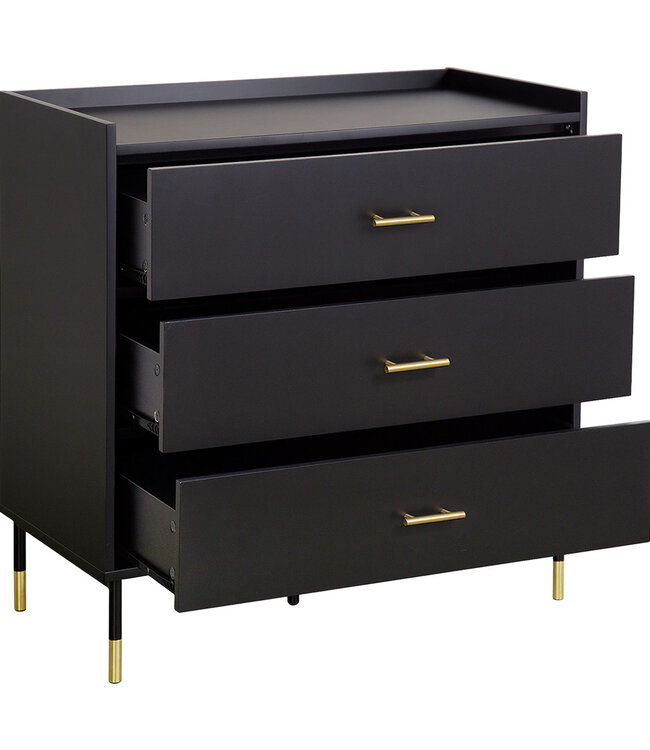 Ladekast met 3 Lades - Zwart