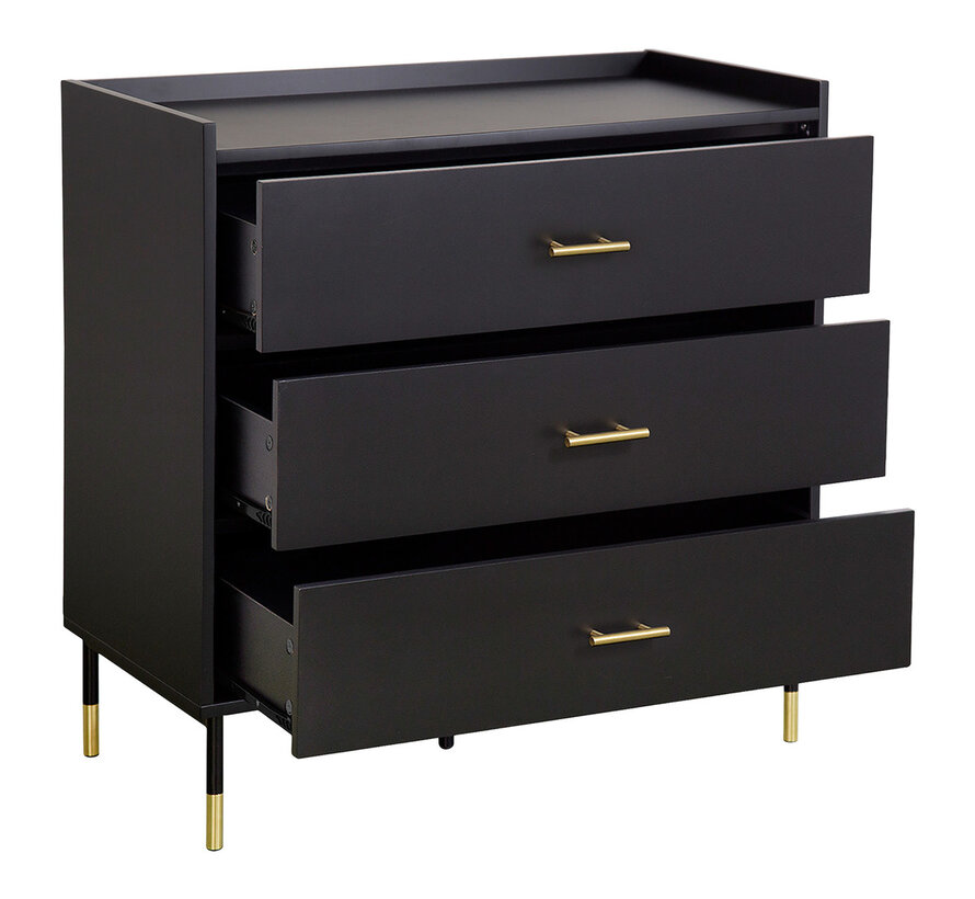 Commode avec 3 tiroirs - Noir