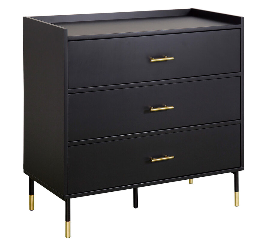 Commode avec 3 tiroirs - Noir